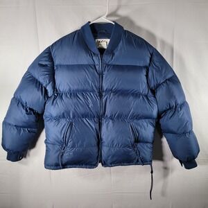 REI Goose Down Puffer Jacket Vintage Blue Full Zip Outdoors Lightweight Large